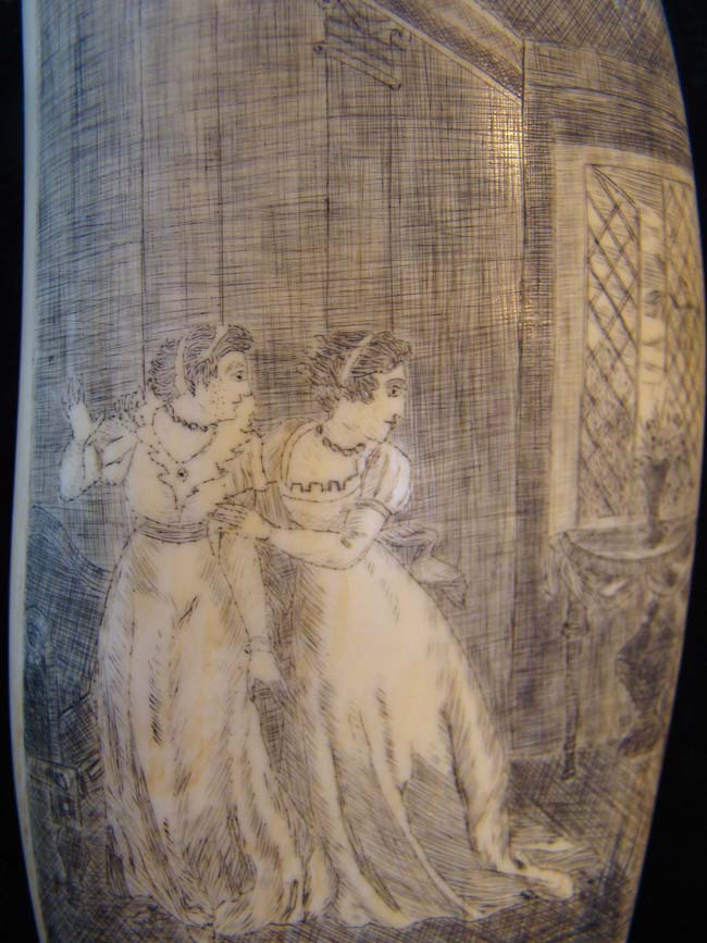 A highly detailed and beautiful 19th century scrimshaw whale's tooth circa 1840 — image 3